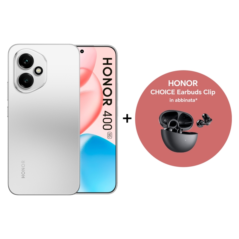 Honor 400 5G + EAR clip 16,6 cm (6.55") MagicOS 9.0 8 Go 512 Go 5300 mAh Argent