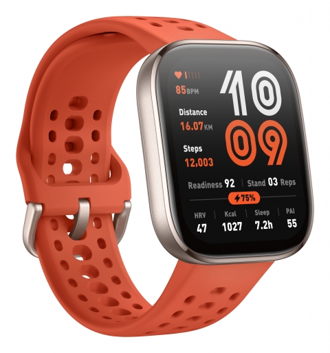 Amazfit Bip 6 Red 5 cm (1.97") AMOLED Digital 390 x 450 Pixel Touchscreen Gold GPS