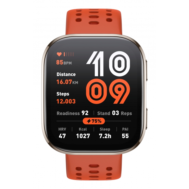 Amazfit Bip 6 Red 5 cm (1.97") AMOLED Digital 390 x 450 Pixel Touchscreen Gold GPS