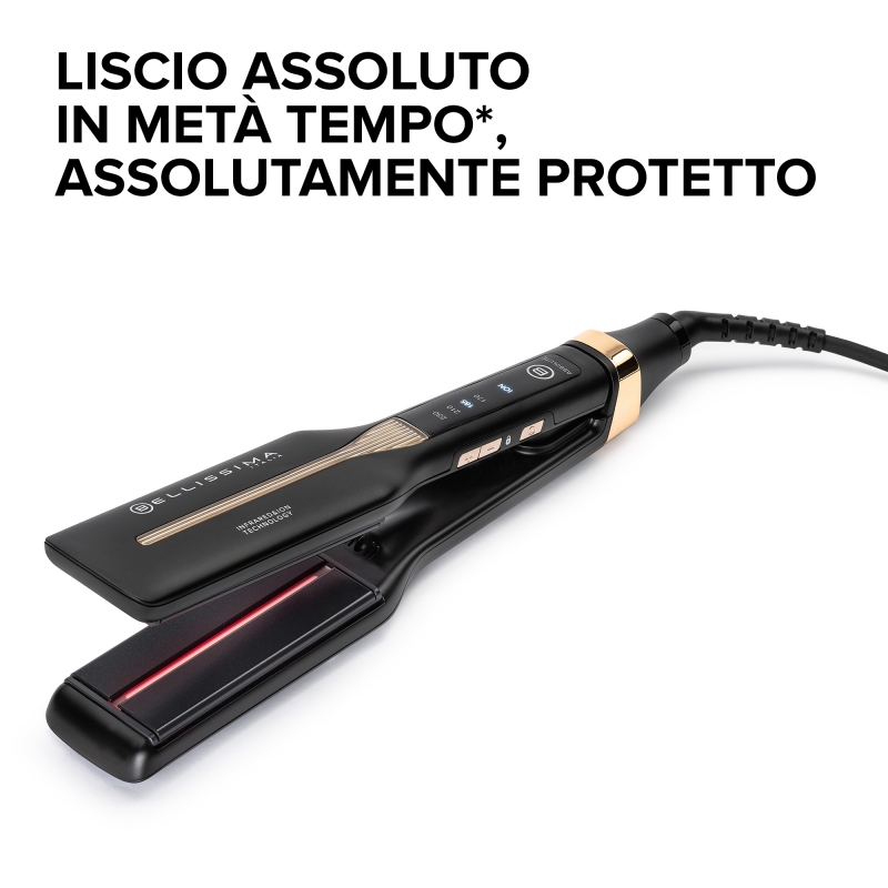 Bellissima Imetec Absolute, Piastra per capelli professionale con piastre 4XL, Infrarossi e tecnologia a ioni, Controllo del