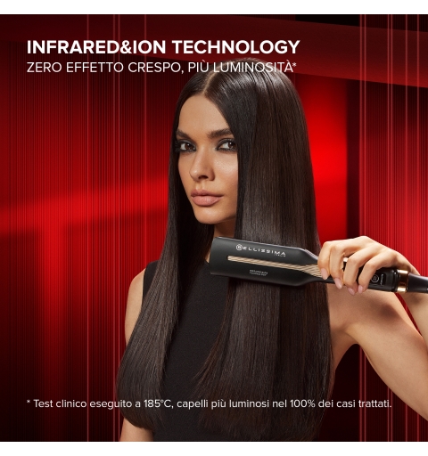 Bellissima Imetec Absolute, Piastra per capelli professionale con piastre 4XL, Infrarossi e tecnologia a ioni, Controllo del
