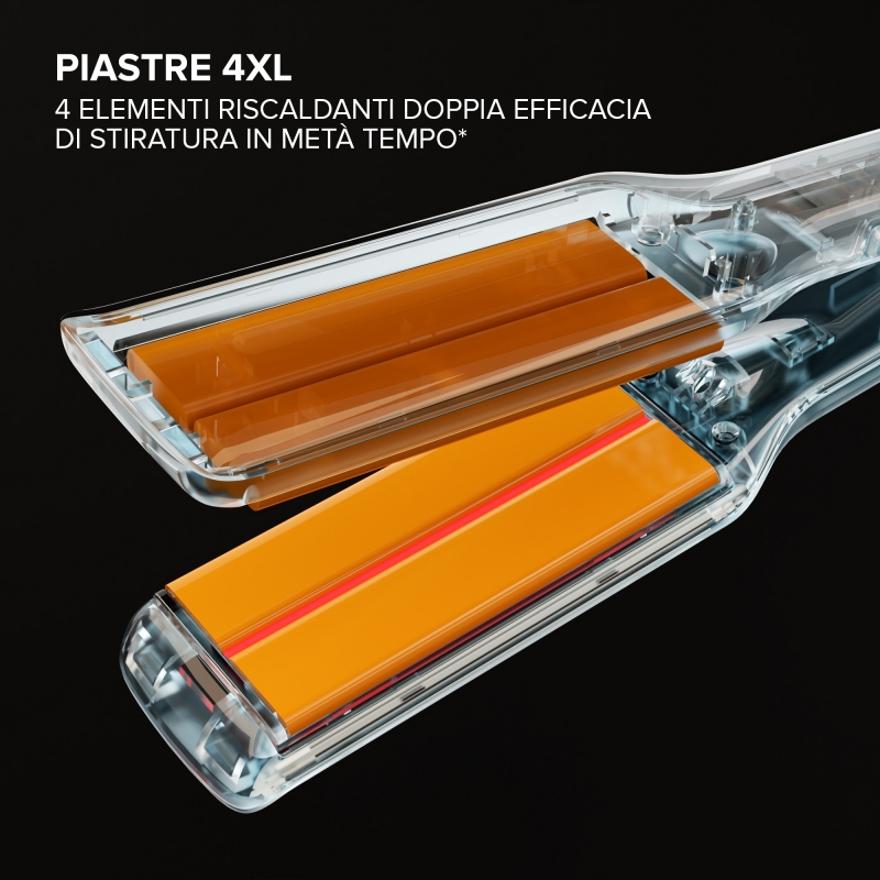 Bellissima Imetec Absolute, Piastra per capelli professionale con piastre 4XL, Infrarossi e tecnologia a ioni, Controllo del