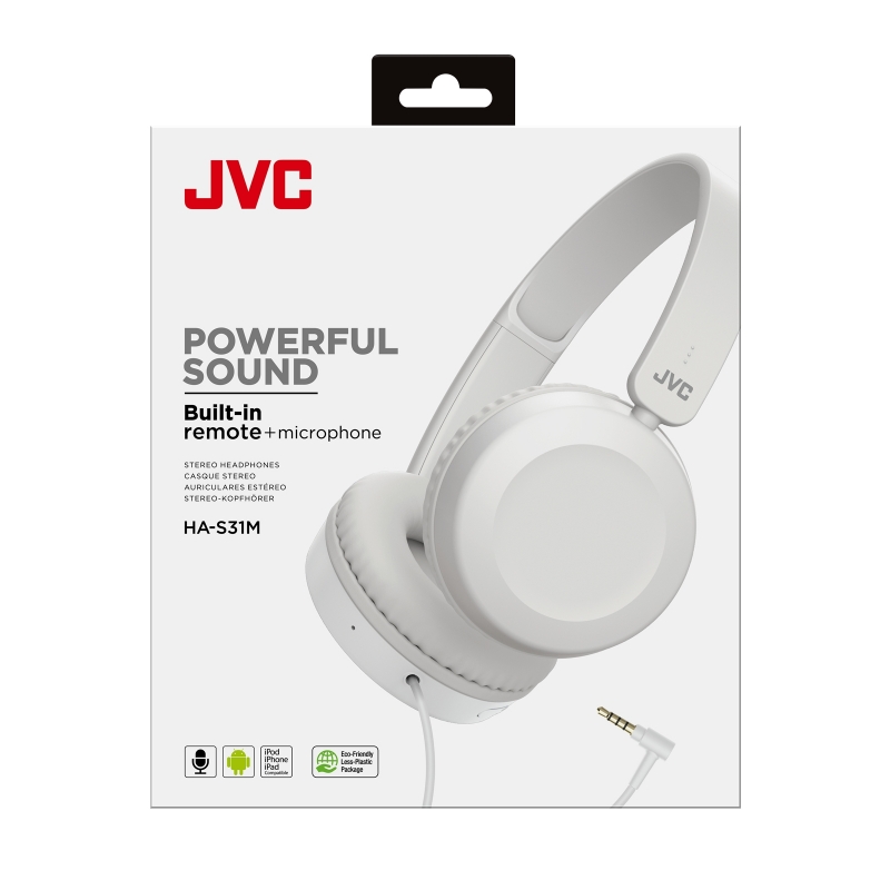 JVC HA-S31M-W Casque Avec fil Arceau Appels Musique Blanc
