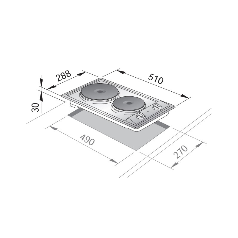 De’Longhi I 23-2 ER piano cottura Acciaio inox Da incasso 30 cm Piastra sigillata 2 Fornello(i)