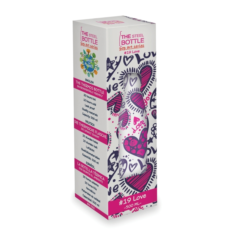 The Steel Bottle Love Tägliche Nutzung 500 ml Edelstahl Mehrfarbig