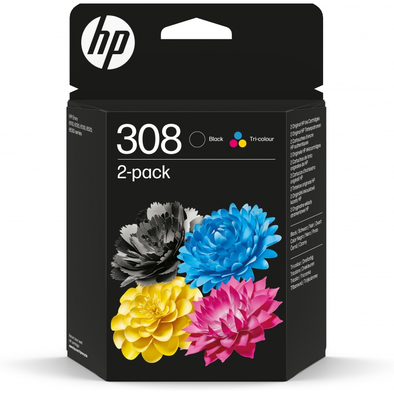 HP 308 2-Pack Black Tri-color Original Ink Cartridge Combo