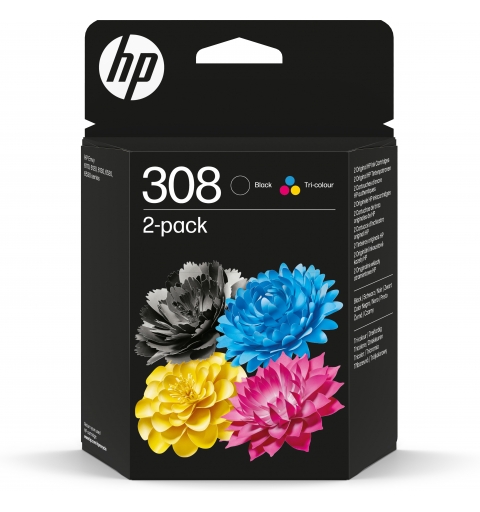 HP 308 2-Pack Black Tri-color Original Ink Cartridge Combo
