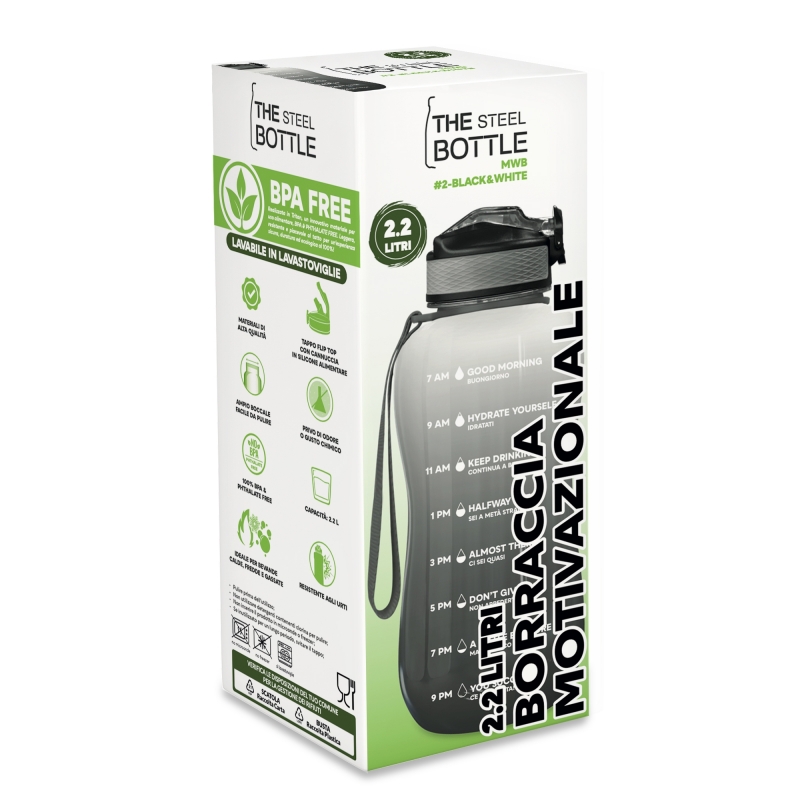 The Steel Bottle 8059304665387 Trinkflasche Tägliche Nutzung 2200 ml Tritan Schwarz, Weiß