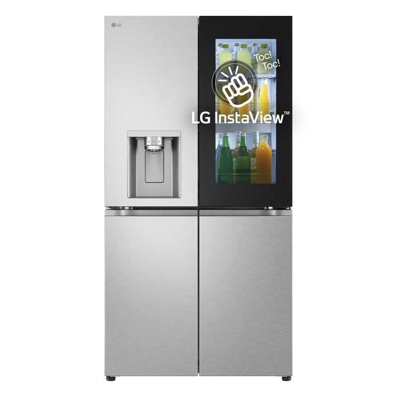 LG InstaView GMG960MBJE Side-by-Side Kühlkombination Freistehend 638 l E Silber