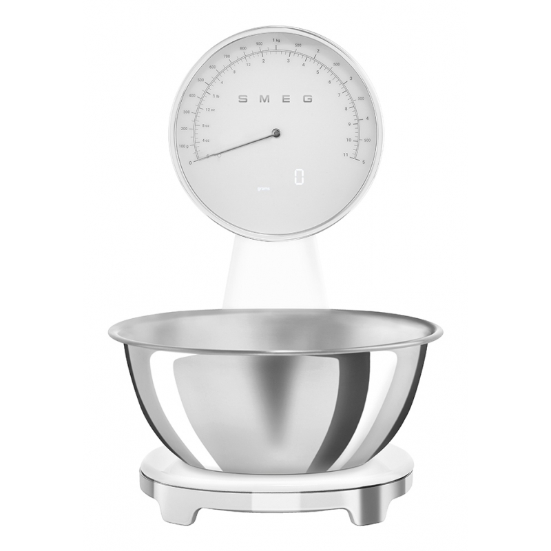 Smeg KSF01WHWW escabeaux de cuisine Chrome, Blanc Comptoir Balance de ménage électronique