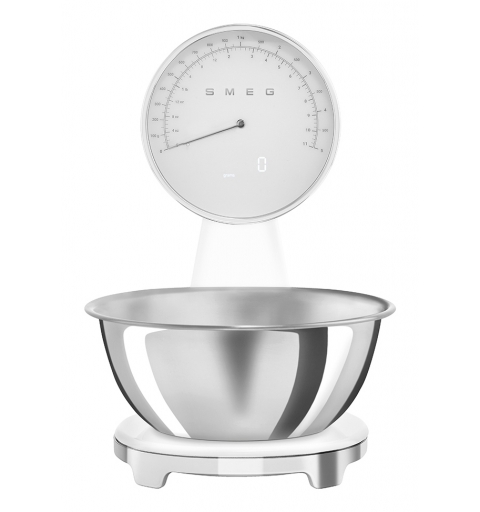 Smeg KSF01WHWW escabeaux de cuisine Chrome, Blanc Comptoir Balance de ménage électronique