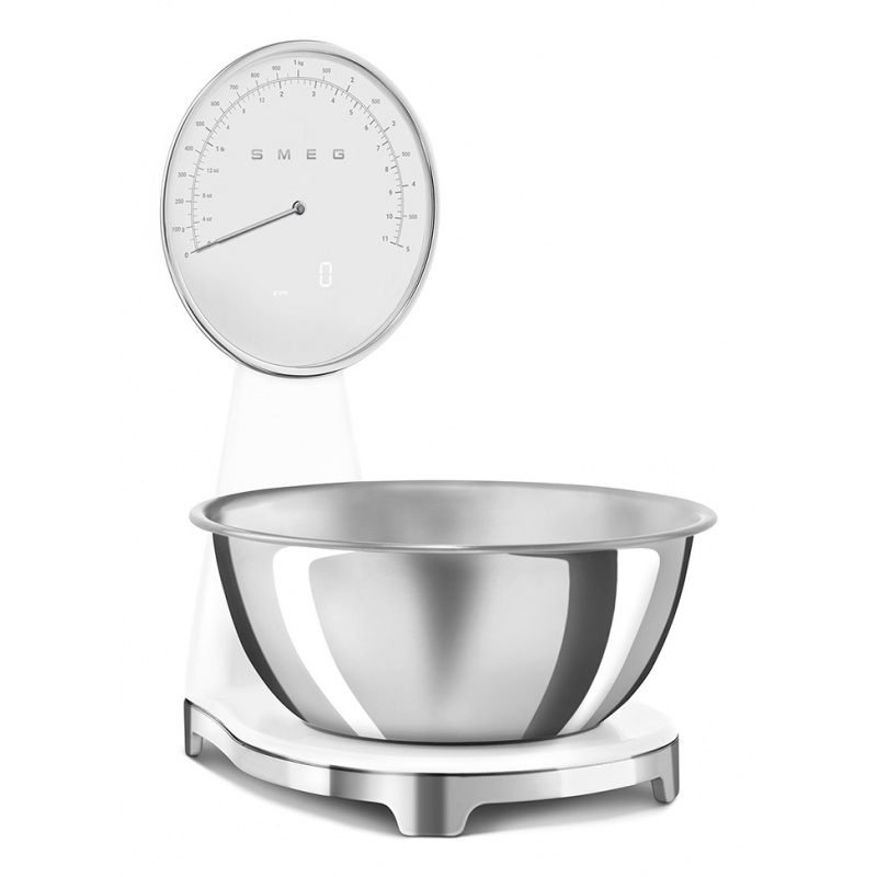 Smeg KSF01WHWW escabeaux de cuisine Chrome, Blanc Comptoir Balance de ménage électronique