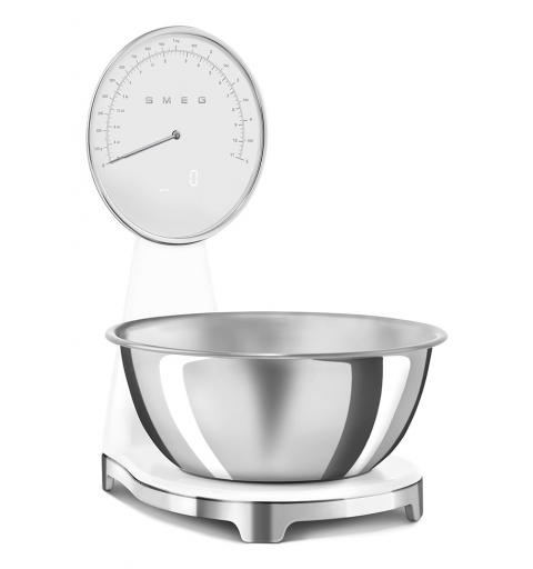 Smeg KSF01WHWW escabeaux de cuisine Chrome, Blanc Comptoir Balance de ménage électronique
