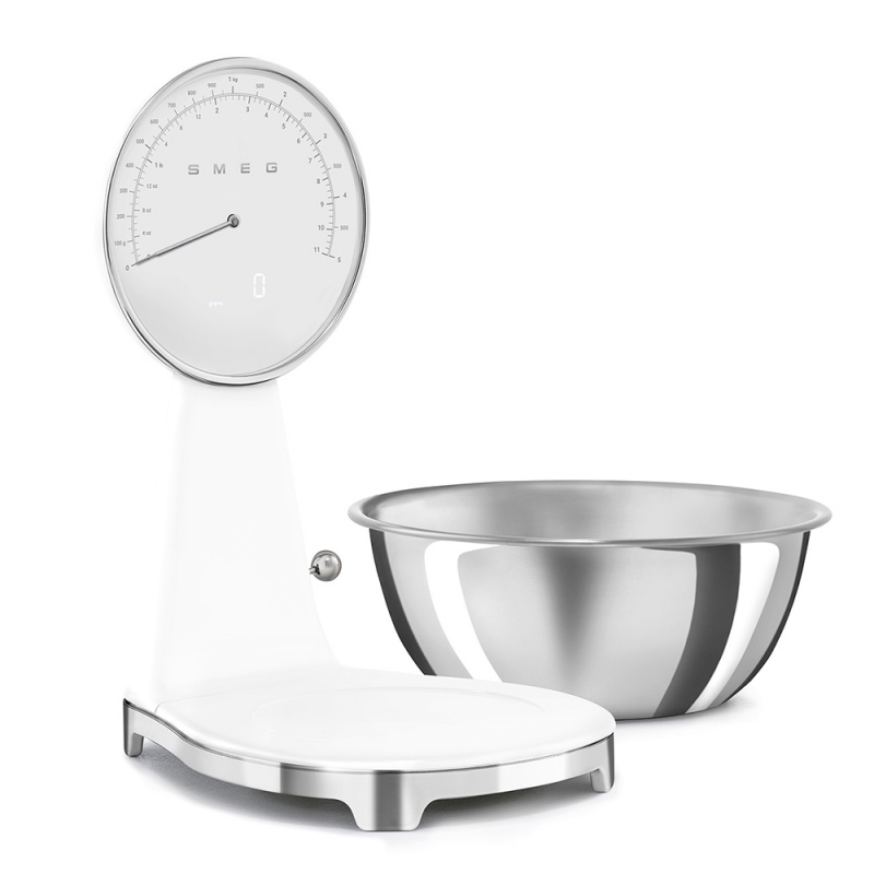Smeg KSF01WHWW escabeaux de cuisine Chrome, Blanc Comptoir Balance de ménage électronique