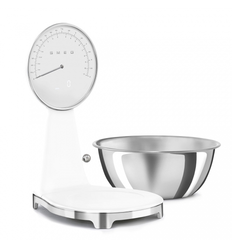 Smeg KSF01WHWW escabeaux de cuisine Chrome, Blanc Comptoir Balance de ménage électronique