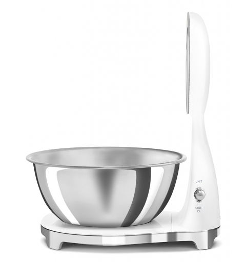 Smeg KSF01WHWW escabeaux de cuisine Chrome, Blanc Comptoir Balance de ménage électronique