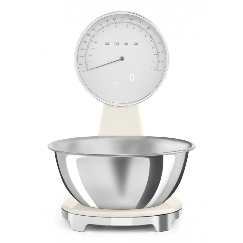 Smeg KSF01CRWW bilancia da cucina Cromo, Crema Superficie piana Bilancia da cucina elettronica