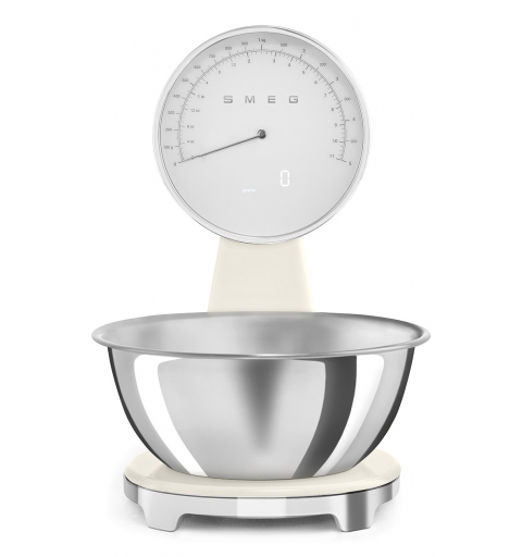 Smeg KSF01CRWW bilancia da cucina Cromo, Crema Superficie piana Bilancia da cucina elettronica