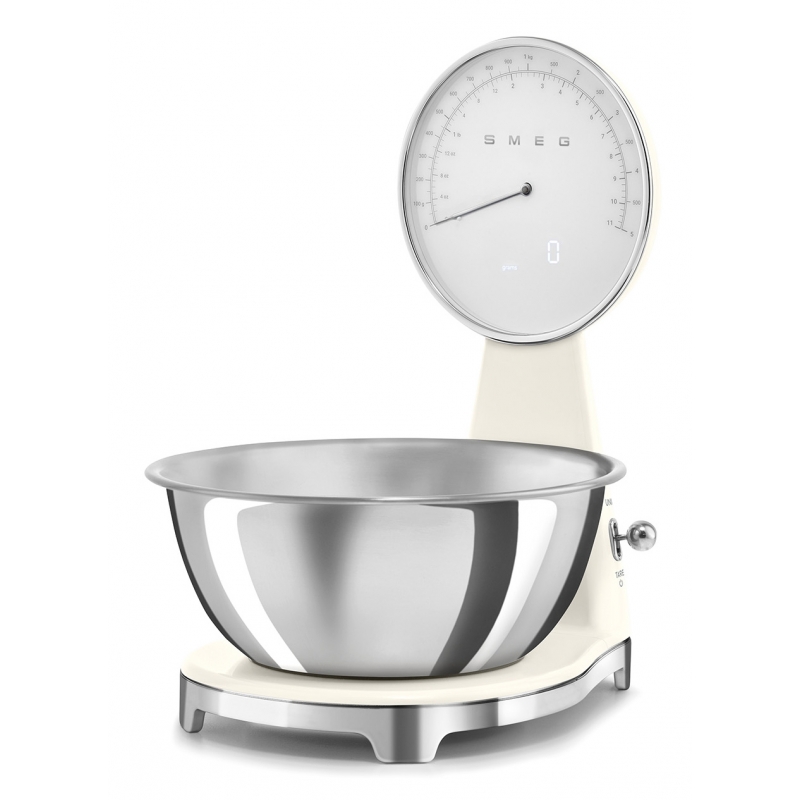 Smeg KSF01CRWW bilancia da cucina Cromo, Crema Superficie piana Bilancia da cucina elettronica