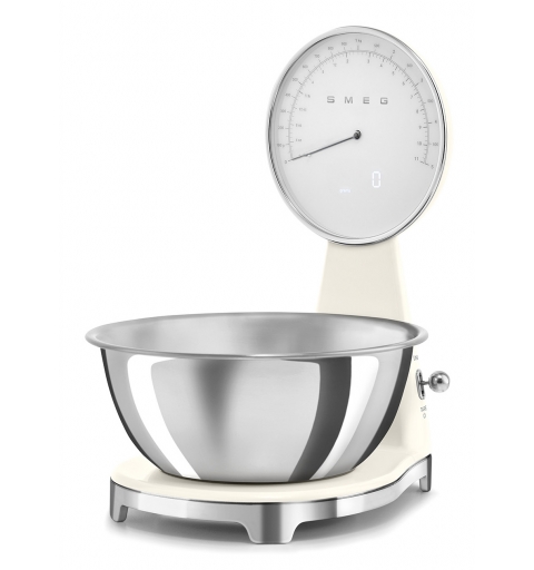 Smeg KSF01CRWW bilancia da cucina Cromo, Crema Superficie piana Bilancia da cucina elettronica