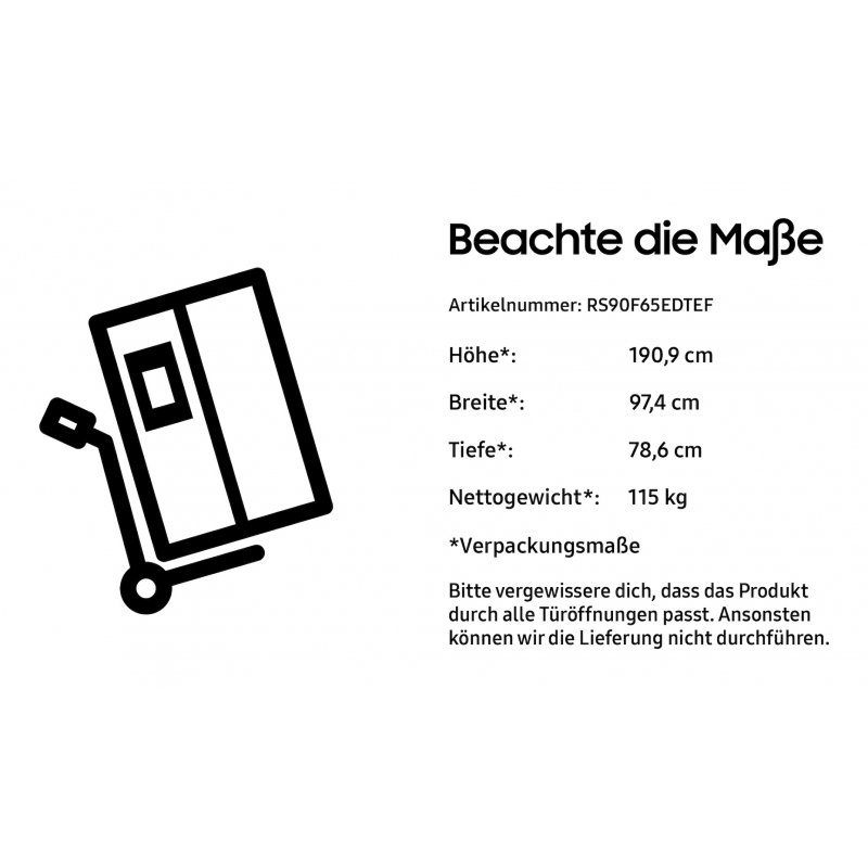 Samsung RS90F65EDT frigo américain Pose libre 640 L D Acier inoxydable