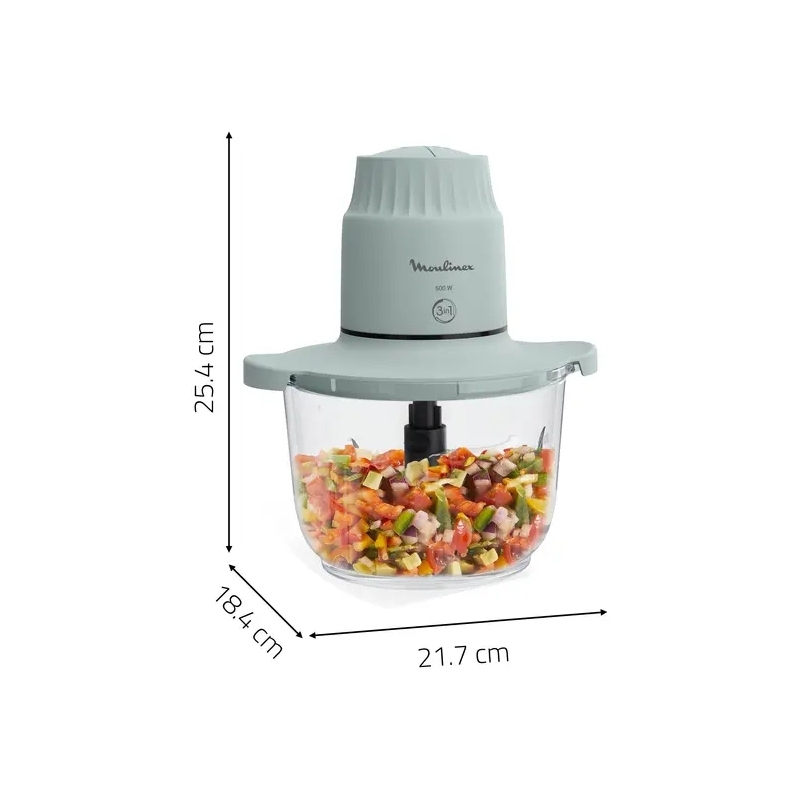 Moulinex Choppeo Tritatutto con Recipiente in Vetro, Capacità di 1 L, Vetro Borosilicato DJ603110