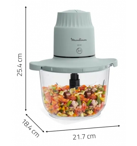 Moulinex Choppeo Tritatutto con Recipiente in Vetro, Capacità di 1 L, Vetro Borosilicato DJ603110