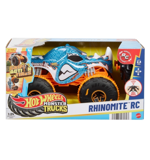 Hot Wheels Monster Trucks Hot Wheel RC Rhinomite in 1 24 Scale, Battery-Powered Remote-Control Toy Truck
