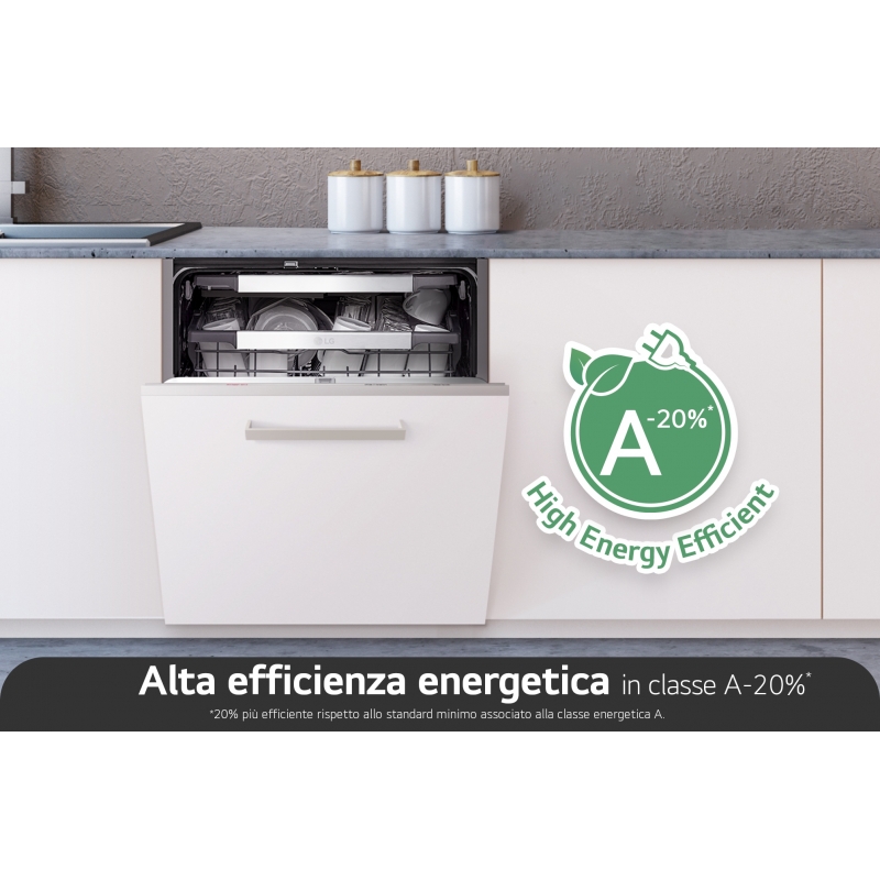 LG QuadWash DB597TXS Lavastoviglie a scomparsa totale Serie 5, Classe A -20%, 14 coperti, Vapore, Noble Steel