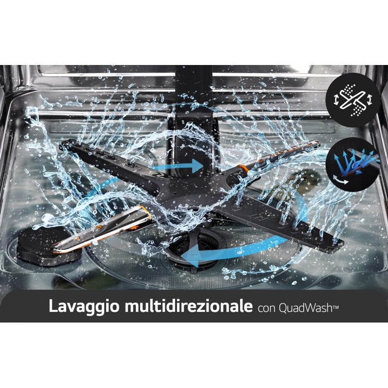 LG QuadWash DB597TXS Lavastoviglie a scomparsa totale Serie 5, Classe A -20%, 14 coperti, Vapore, Noble Steel