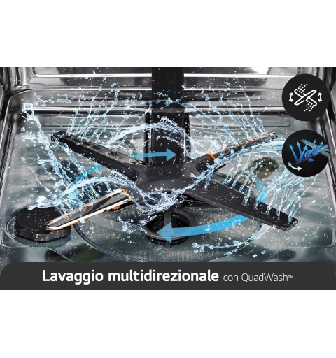 LG QuadWash DB597TXS Lavastoviglie a scomparsa totale Serie 5, Classe A -20%, 14 coperti, Vapore, Noble Steel