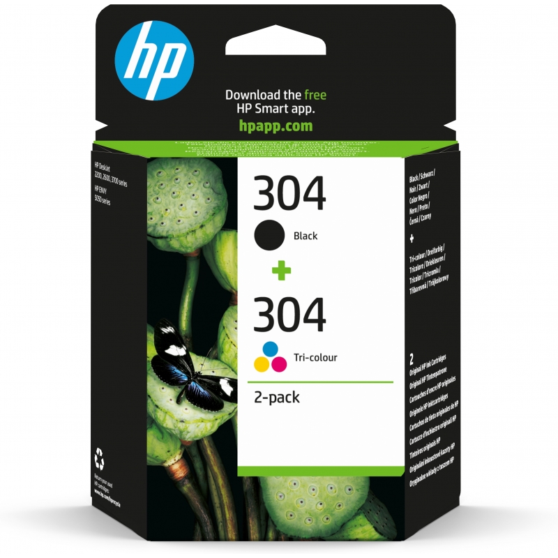 HP 304 2-pack Black Tri-color Original Ink Cartridges