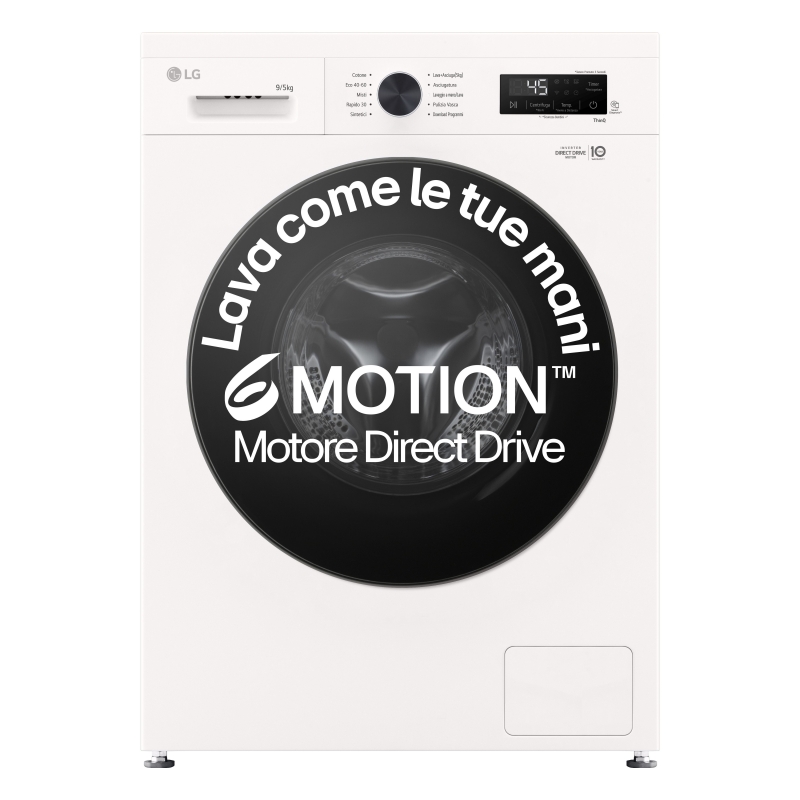 LG W4NX1095NWB machine à laver avec sèche linge Pose libre Charge avant Blanc E