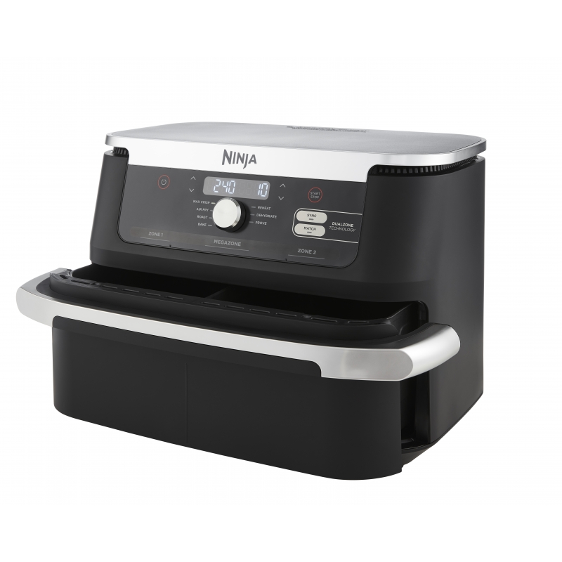 Ninja AF500EU Fritteuse Doppel 10,4 l Eigenständig 2470 W Heißluftfritteuse Schwarz, Edelstahl