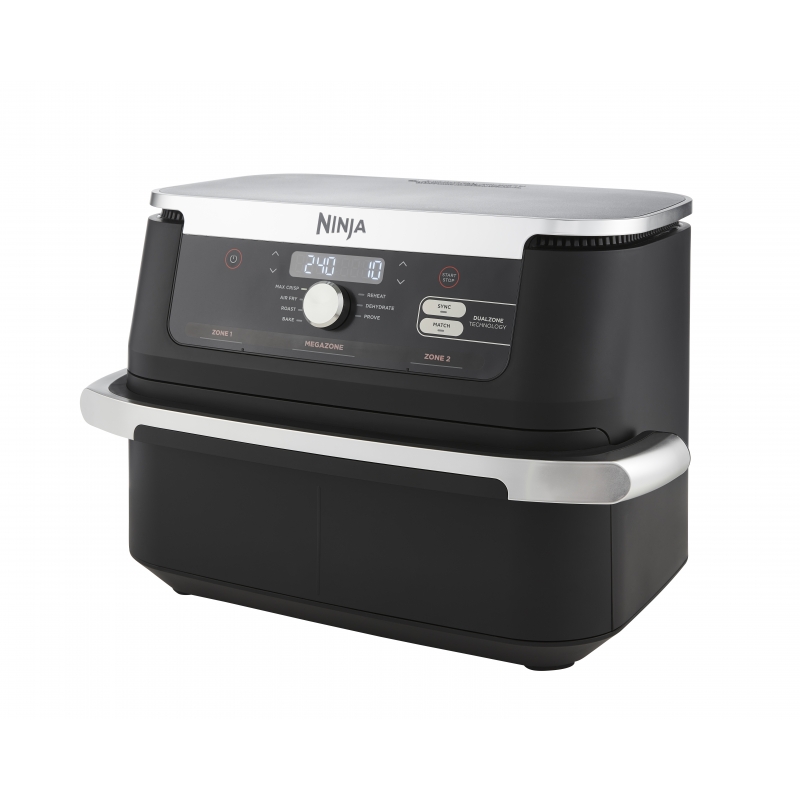 Ninja AF500EU Fritteuse Doppel 10,4 l Eigenständig 2470 W Heißluftfritteuse Schwarz, Edelstahl