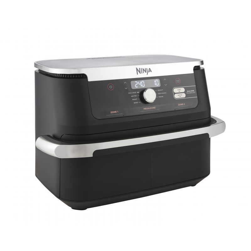 Ninja AF500EU Fritteuse Doppel 10,4 l Eigenständig 2470 W Heißluftfritteuse Schwarz, Edelstahl