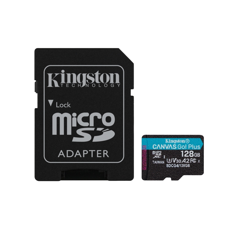 Kingston Technology 128GB microSDXC Canvas Go Plus Gen4 200MB s A2 U3 V30 Card + Adapter