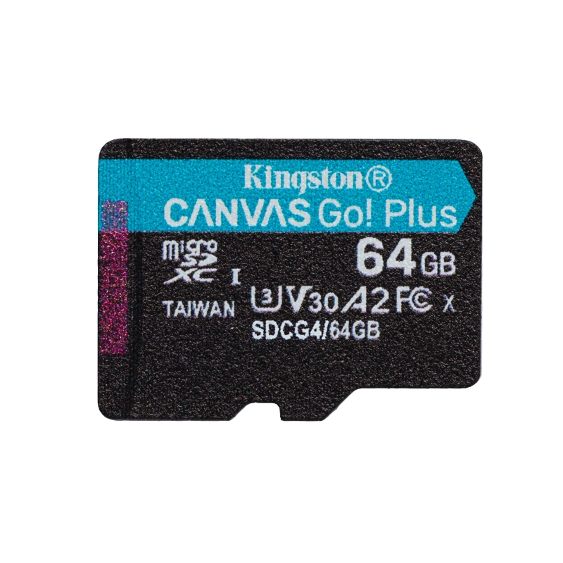 Kingston Technology 64GB microSDXC Canvas Go Plus Gen4 200MB s A2 U3 V30 Card + Adapter