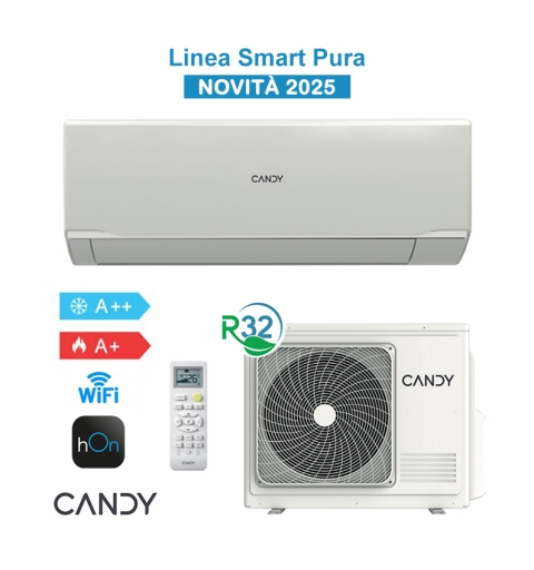 Candy Pura Kit CY24RAIN-A Condizionatore Climatizzatore 24000BTU 6,2KW WiFi A++/A+ Inverter R32 29dBA Bianco - Novità 2025
