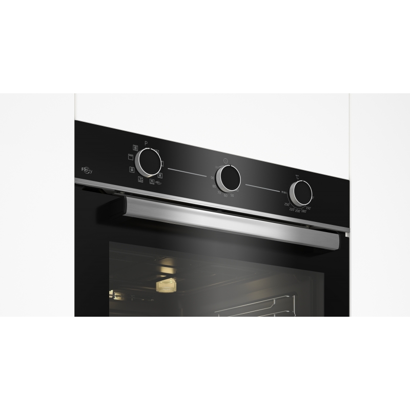 Beko b100 BBIMA13100X Forno multifunzione tre manopole con Air Fry in cristallo nero e inox