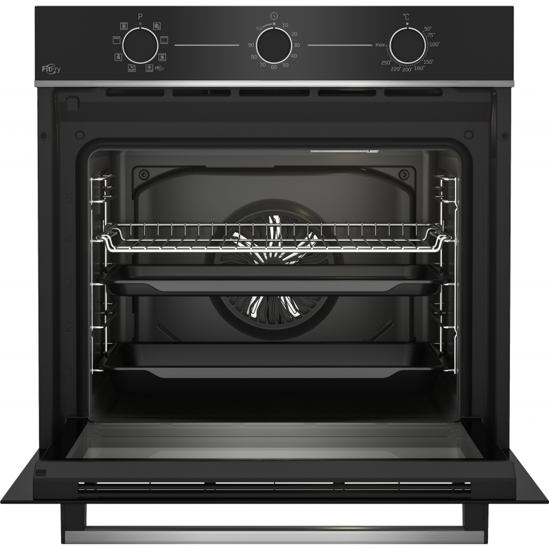 Beko b100 BBIMA13100X Forno multifunzione tre manopole con Air Fry in cristallo nero e inox