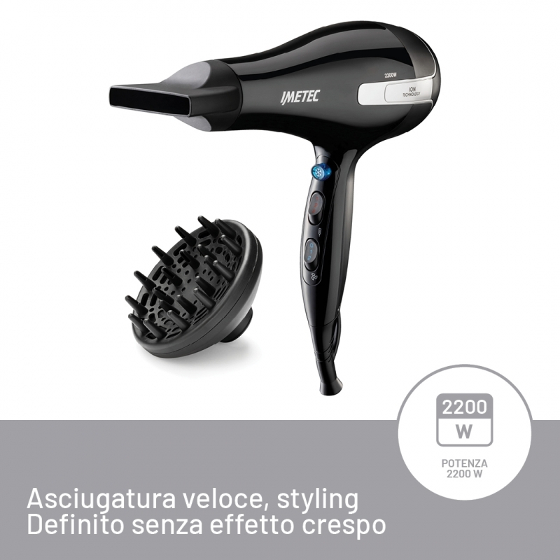 Imetec K7 2000 sèche-cheveux 2200 W Noir