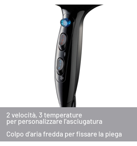 Imetec Asciugacapelli K7 2000, 2200W, Tecnoloiga a ioni, 2 velocità, 3 temperature, Colpo Aria Fredda, Convogliatore Stretto,