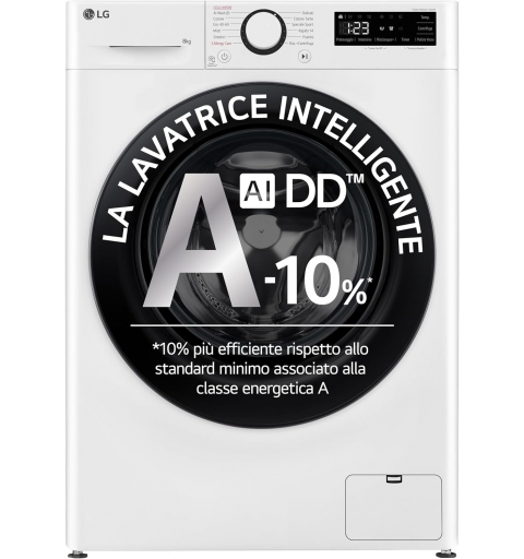 Lg F2R3S08NSWB Lavatrice Slim AI DD 8kg Serie R3 1200 giri Classe A Lavaggio Vapore Smart Diagnosis