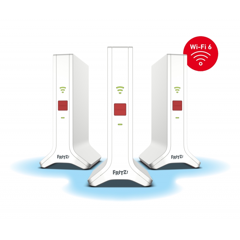 FRITZ!Repeater FRITZ!Mesh Set 4200 3-pack Edition Inter Network repeater 4200 Mbit s Red, White