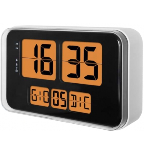 Lowell JD9910 Wand- Tischuhr Funkgesteuerte Uhr Rechteck Schwarz, Orange, Silber