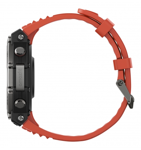 Amazfit T-Rex 3 Lava 3,81 cm (1.5") AMOLED Digital 480 x 480 Pixel Touchscreen Schwarz, Edelstahl GPS