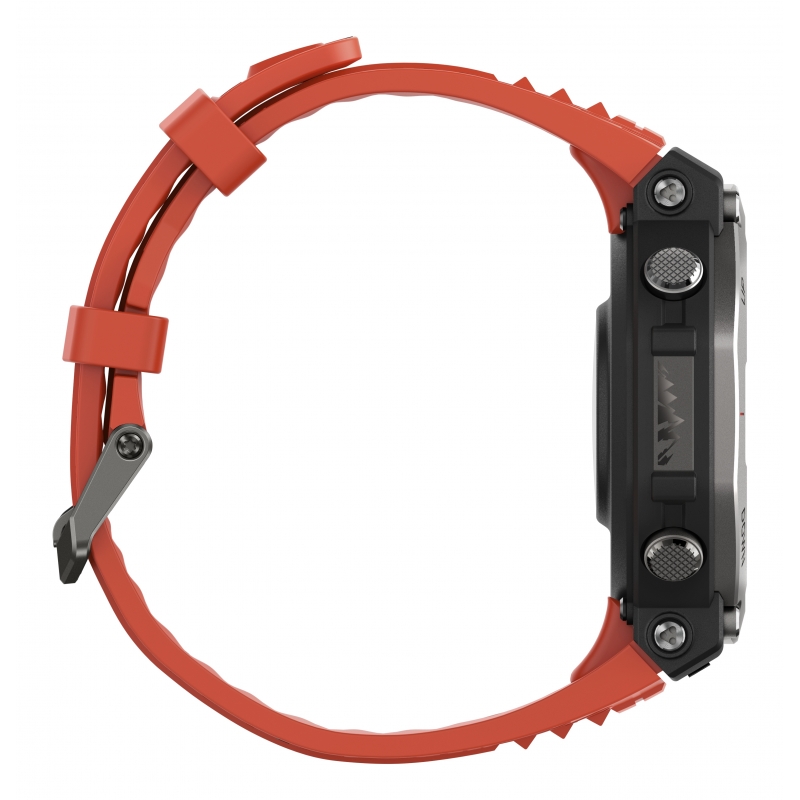 Amazfit T-Rex 3 Lava 3,81 cm (1.5") AMOLED Digital 480 x 480 Pixel Touchscreen Schwarz, Edelstahl GPS
