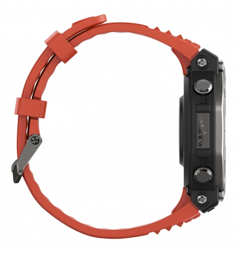 Amazfit T-Rex 3 Lava 3,81 cm (1.5") AMOLED Digital 480 x 480 Pixel Touchscreen Schwarz, Edelstahl GPS