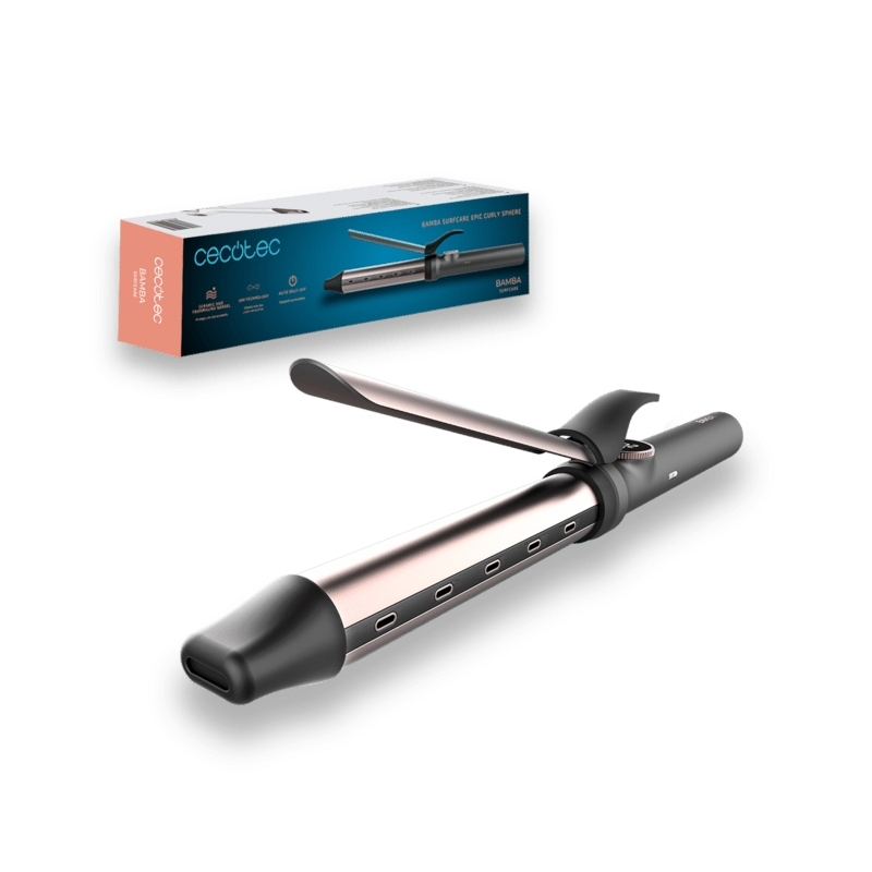 Cecotec Bamba SurfCare Epic Curly Sphere Lockenstab Warm Schwarz, Bronze 1,8 m